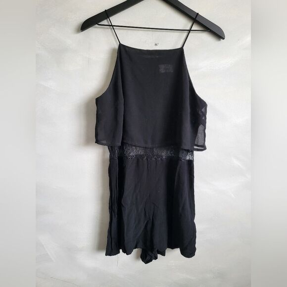 Pins and Needles Black Peek-a-boo Romper Shorts Sheer Sz 6 - Picture 1 of 9